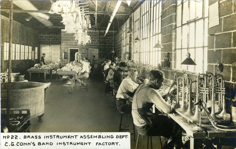 C.G. Conn's Band Instrument Factory 1913-Brass Instrument Assembling Dept