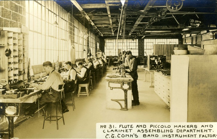 C.G. Conn's Band Instrument Factory 1913-Flute and Piccolo Makers and Clarinet Assembling Department