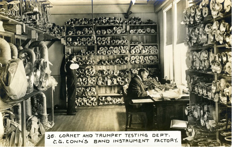 C.G. Conn's Band Instrument Factory 1913-Cornet and Trumpet Testing Dept