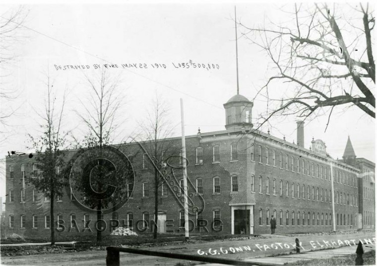 C.G Conn Factory Destroyed by Fire May 22, 1910-Elkhart, Indiana