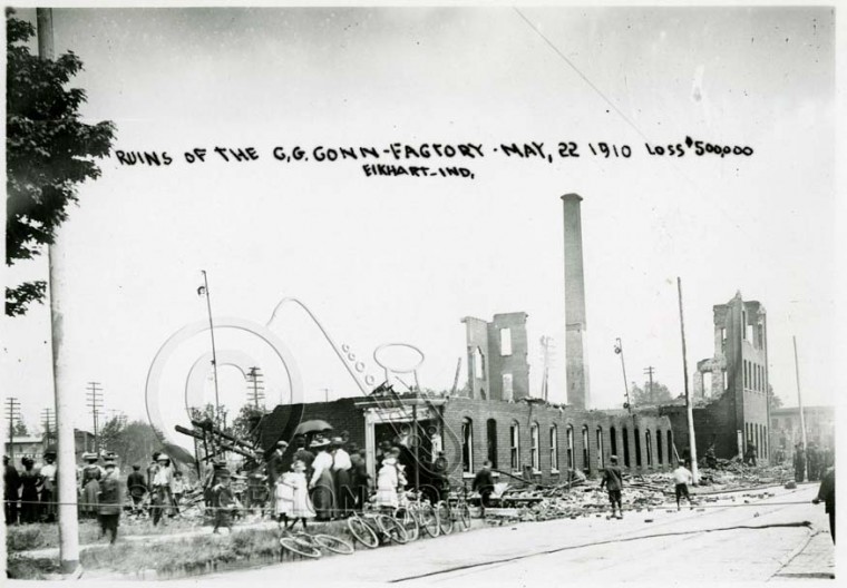 Ruins of the C.G. Conn Factory May 22, 1910-Loss:$500,000-Elkhart, Indiana
