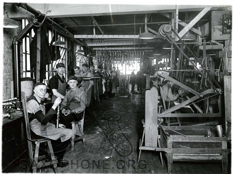 Buescher Factory Polishing and Buffing Department-approx. 1920
