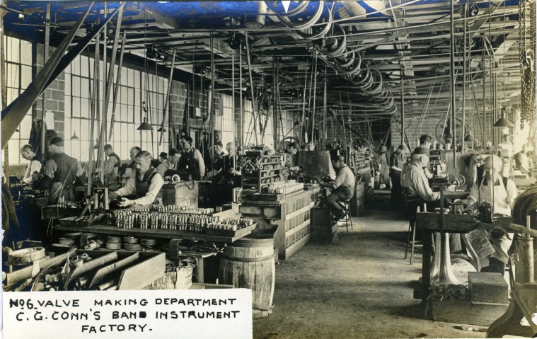 C.G. Conn's Band Instrument Factory 1913-Bell and Branch Department